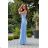 Trägerloses langes Partykleid aus Satin für Damen (34-42) POLISH FASHION PMLEL24NATHALIE hellblau 46