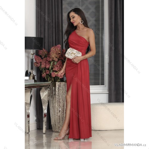 Trägerloses langes Partykleid aus Satin für Damen (34-42) POLISH FASHION PMLEL24NATHALIE rot 46