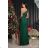 Trägerloses langes Partykleid aus Satin für Damen (34-42) POLISH FASHION PMLEL24NATHALIE dunkelgrün 42
