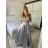 Carmen langes, trägerloses, elegantes Satin-Damenkleid (S/M ONE SIZE) ITALIAN FASHION IMPBB22B22735/DR – Limettengrün – S/M