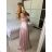 Carmen langes, trägerloses, elegantes Satin-Damenkleid (S/M ONE SIZE) ITALIAN FASHION IMPBB22B22735/DR – Limettengrün – S/M