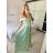 Carmen langes, trägerloses, elegantes Satin-Damenkleid (S/M ONE SIZE) ITALIAN FASHION IMPBB22B22735/DR – Limettengrün – S/M