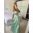 Carmen langes, trägerloses, elegantes Satin-Damenkleid (S/M ONE SIZE) ITALIAN FASHION IMPBB22B22735/DR – Limettengrün – S/M