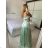 Carmen langes, trägerloses, elegantes Satin-Damenkleid (S/M ONE SIZE) ITALIAN FASHION IMPBB22B22735/DR – Limettengrün – S/M