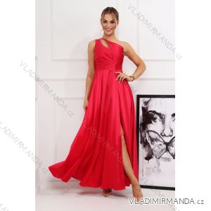 Langes, glitzerndes, ärmelloses Partykleid aus Satin für Damen, Übergröße (34-44) POLISH FASHION PMLMR25JULIA2