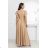 Langes formelles Kurzarmkleid für Damen (36-54) POLISH FASHION PMLMR23ALICE hellbraun 50