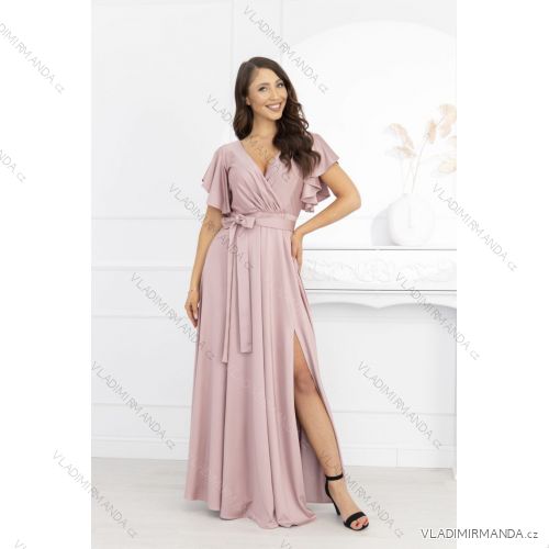 Langes formelles Kurzarmkleid für Damen (36-54) POLISH FASHION PMLMR23ALICE Rose alte Rose 44
