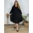 Lammmantel Langarm Damen Übergröße (3XL/4XL ONE SIZE) ITALIAN FASHION IMD22748 schwarz