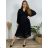 Lammmantel Langarm Damen Übergröße (3XL/4XL ONE SIZE) ITALIAN FASHION IMD22748 schwarz