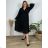 Lammmantel Langarm Damen Übergröße (3XL/4XL ONE SIZE) ITALIAN FASHION IMD22748 schwarz
