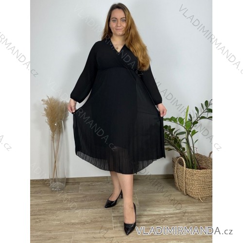 Lammmantel Langarm Damen Übergröße (3XL/4XL ONE SIZE) ITALIAN FASHION IMD22748 schwarz