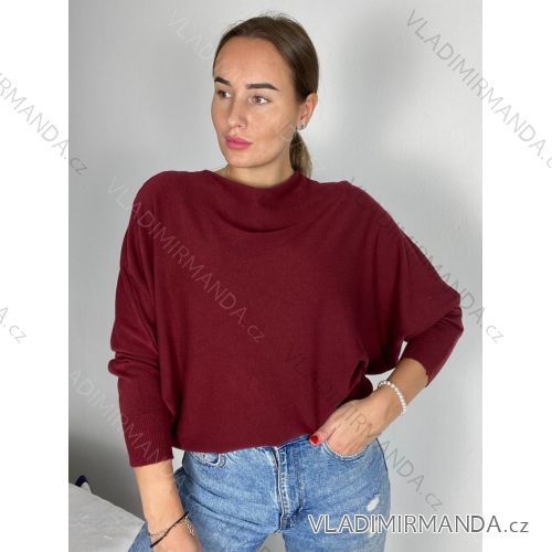 Leicht gestrickter Langarmpullover für Damen (L/XL EINHEITSGRÖSSE) ITALIAN FASHION IM723GALA S/M hellgrau