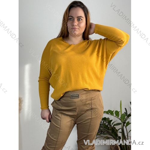 Damen Pullover Lang Langarm Strickkleid (L / XL ONE SIZE) ITALIAN FASHION IM721314