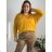 Damen Pullover Lang Langarm Strickkleid (L / XL ONE SIZE) ITALIAN FASHION IM721314 56/58 žlutá hořčicová