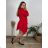 Elegantes Damen-Partykleid mit langen Ärmeln (S/M ONE SIZE) ITALIAN FASHION IM322282 50/52 rot