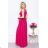 Langes, elegantes Damenkleid mit breiten Trägern (SL) FRENCH FASHION FMPEL23VELVET růžová fuchsiová 38