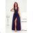 Langes, elegantes Damenkleid mit breiten Trägern (SL) FRENCH FASHION FMPEL23VELVET dunkelblau 36