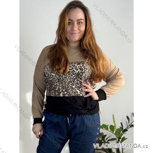 Damen-Sweatshirt mit langen Ärmeln und schmalem Kordelzug in Übergröße (54/56/58 Einheitsgröße) ITALIAN FASHION IM424650