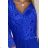 Šaty dlouhé elegantní společenské krajkové s výstřihem dlouhý rukáv  (S - 2XL) Polská móda- Royal blue 309-12 AMBER Königsblau M