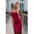 Šaty saténové dlouhé elegantní společenské na ramínka dámské (XS - XL) polská móda 483-5 DIANE NMC-483-5/DR rot L