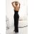 483-7 DIANE Satin-Langkleid mit Beinschlitz - schwarz schwarz L