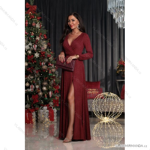 Trägerloses Partykleid aus Tüll für Damen (S/M/L ONE SIZE) ITALIAN FASHION IM923001 dunkelrot S