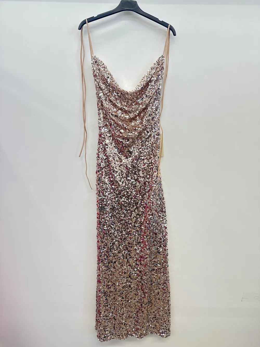 Langes elegantes Pailletten-Partykleid mit Trägern für Damen (S/M/L EINHEITSGRÖSSE) ITALIAN FASHION IMPSH2583785