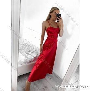Langes Satin-Abendkleid mit Trägern und Schnürung für Damen ELISA (XS/S/M EINHEITSGRÖSSE) ITALIAN FASHION IMPSH246456/DUR