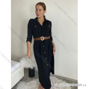 Langärmliges Hemdblusenkleid für Damen mit Gürtel (S/M/L EINHEITSGRÖSSE) ITALIAN FASHION IMWB24250