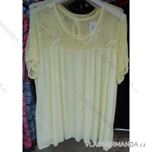 Tunika Kurzarm Damen (uni l-2xl) ITALIENISCHE Mode IM617035
