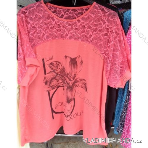 Tunika Kurzarm Damen (uni l-2xl) ITALIENISCHE Mode IM617036
