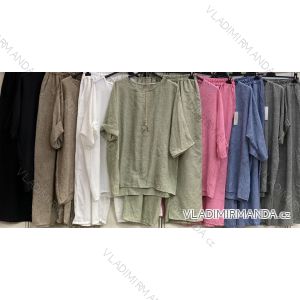 Set aus Sommer-3/4-Langarm-T-Shirt und langer Hose für Damen, Übergröße (50/52/54 EINHEITSGRÖSSE) ITALIAN FASHION IMC25007