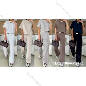 Damen Trainingsanzug-Set Kurzarm-T-Shirt und lange Hose übergroß (42/44/46 EINHEITSGRÖSSE) ITALIAN FASHION IMC25009