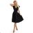 348-10 SCARLETT ausgestelltes Kleid mit Ausschnitt - schwarz mit Glitzer