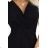 581-1 JENNIFER glänzendes langes Kleid mit Ärmeln und Ausschnitt - schwarz mit Glitzer