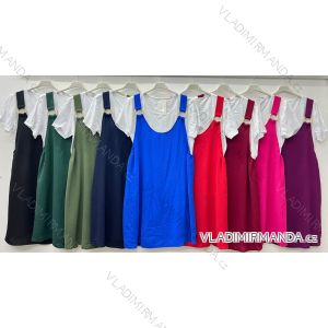 Kurzes sommerliches Freizeitkleid mit Trägern und kurzärmligem T-Shirt für Damen, Übergröße (50/52/54 EINHEITSGRÖSSE) ITALIAN FASHION IM425049