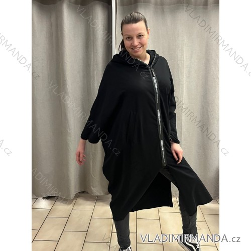 Damen Langarm-Kapuzenkleid (XL / 3XL ONE SIZE) ITALIAN FASHION IM4212007 XL / 3XL schwarz