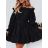 Šaty mikinové s kapucí dlouhý rukáv dámské (S/M/L ONE SIZE) ITALSKÁ MÓDA IMD21957 schwarz 