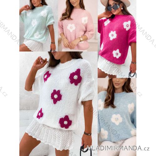 Kurzärmliger Damenpullover aus Mohair (S/M/L EINHEITSGRÖSSE) ITALIAN FASHION IMWGB25003