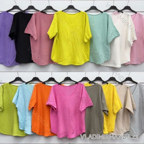 Kurzärmliges Strick-T-Shirt für Damen (S/M/L EINHEITSGRÖSSE) ITALIAN FASHION IMWKK25005