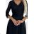 309-11 AMBER Spitze, elegantes langes Kleid mit Ausschnitt und Beinschlitz  Schwarz schwarz XL