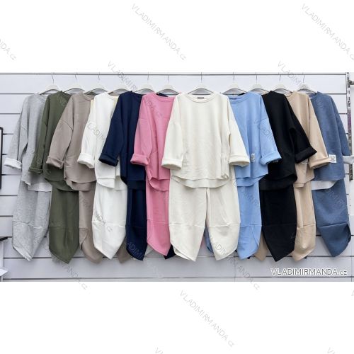 Damen Sommer Langarm Sweatshirt und Jogginghose Set (S/M/L Einheitsgröße) ITALIAN FASHION IMWKK25019