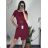 Kurzarmkleid für Damen in Übergröße (L-3XL) POLISH FASHION PMF20013 Wein 42