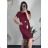 Kurzarmkleid für Damen in Übergröße (L-3XL) POLISH FASHION PMF20013 Wein 42