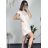 Sommerkleid Langarm geblümte Damen (UNI S / L) ITALIAN FASHION IMK20150 36 béžová