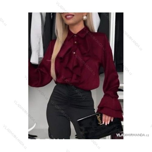 Elegantes Satin Langarm Damenhemd (S/M/L Einheitsgröße) ITALIAN FASHION IMWCH25012