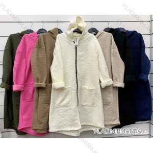 Langärmliger Damenmantel aus Fleece-Lammfell mit Kapuze (S/M/L EINHEITSGRÖSSE) ITALIAN FASHION IMWCP25006