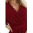 581-2 JENNIFER langes Kleid mit Beinschlitz, Ärmeln und Ausschnitt - burgunderfarben