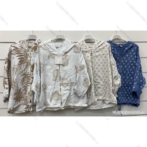 Dünne Frühlingsjacke für Damen mit Kapuze, langen Ärmeln (S/M/L ONE SIZE) ITALIAN FASHION IMWCP25023