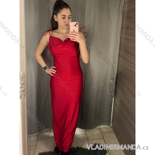 Langes elegantes Partykleid mit Trägern für Damen (S/M/L ONE SIZE) ITALIAN FASHION IMPSH2593328 rot S/M/L